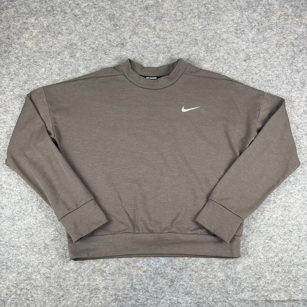 Nike Dri Fit Therma Sphere Running Crew Top 943520-202 Brown Womens XS